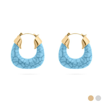 18K Gold PVD Stainless Steel Turquiose Chunky Hoop Earring