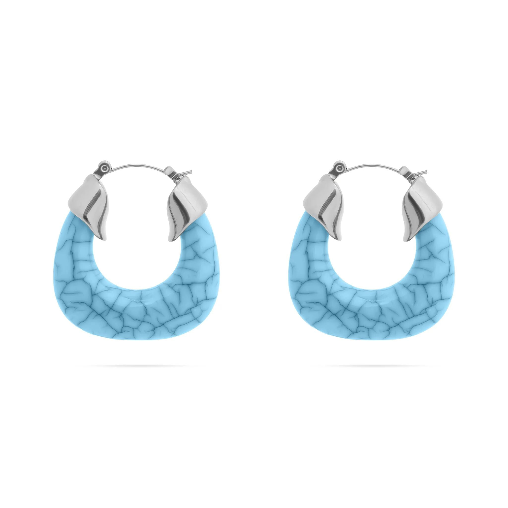 18K Gold PVD Stainless Steel Turquiose Chunky Hoop Earring