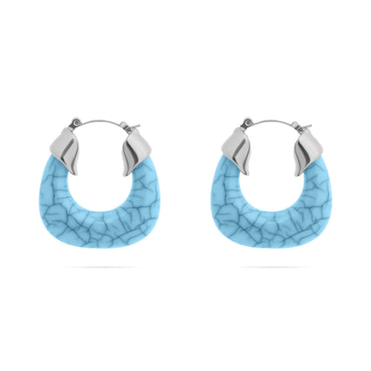 18K Gold PVD Stainless Steel Turquiose Chunky Hoop Earring
