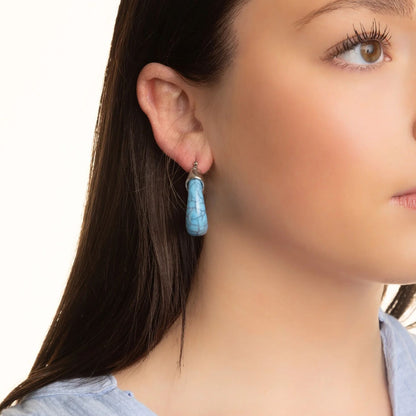 18K Gold PVD Stainless Steel Turquiose Chunky Hoop Earring