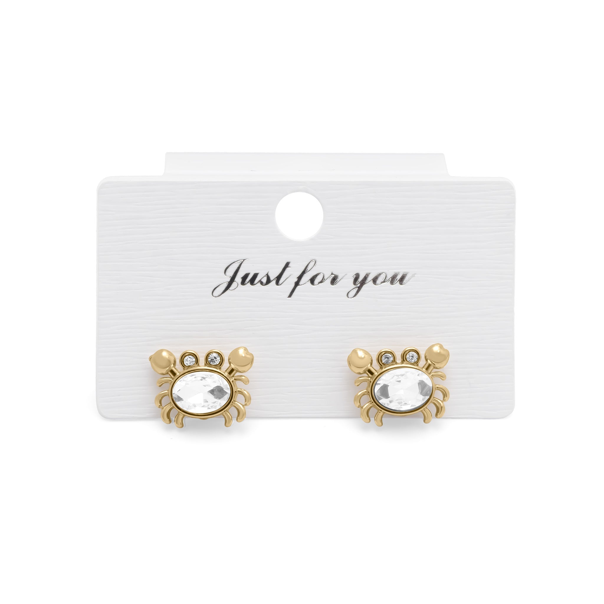 18K Gold PVD Stainless Steel Stone Crab Earrings