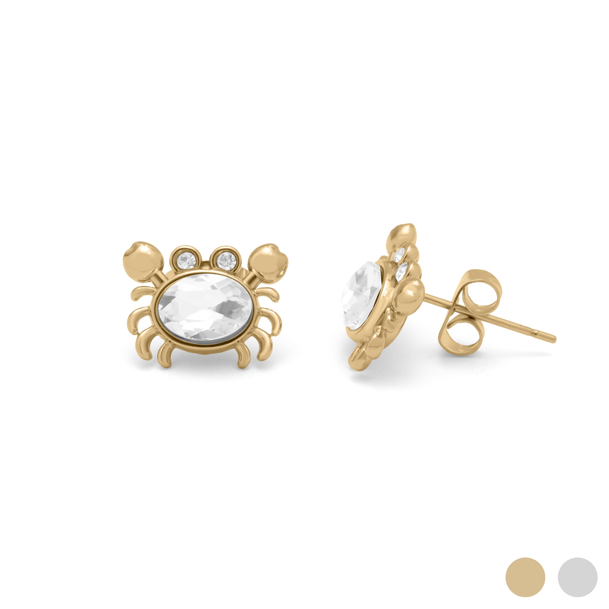 18K Gold PVD Stainless Steel Stone Crab Earrings