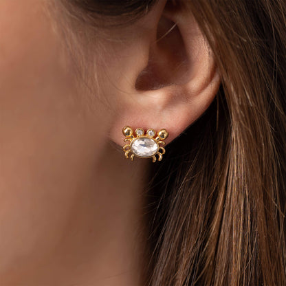 18K Gold PVD Stainless Steel Stone Crab Earrings