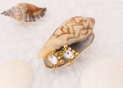 18K Gold PVD Stainless Steel Stone Crab Earrings