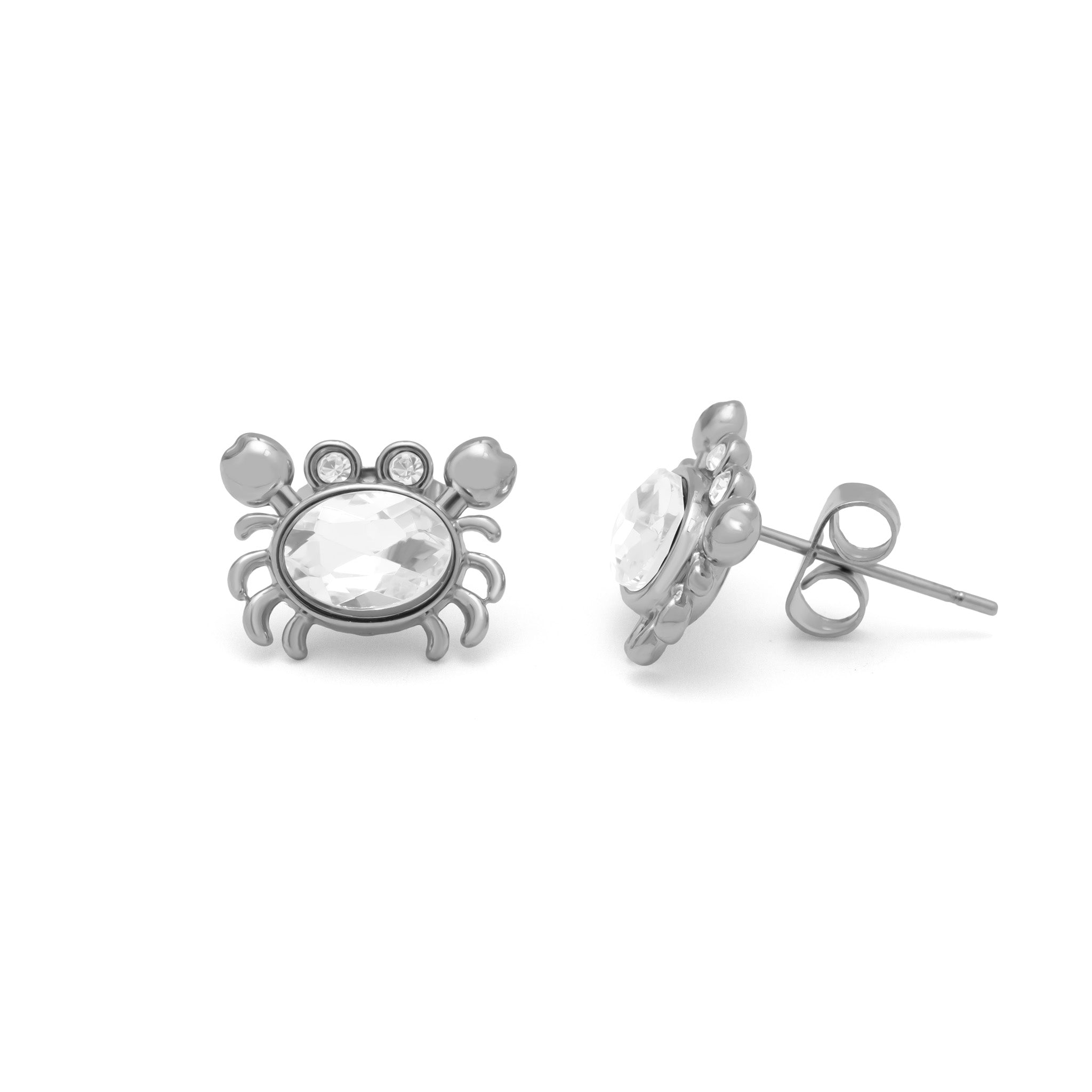 18K Gold PVD Stainless Steel Stone Crab Earrings