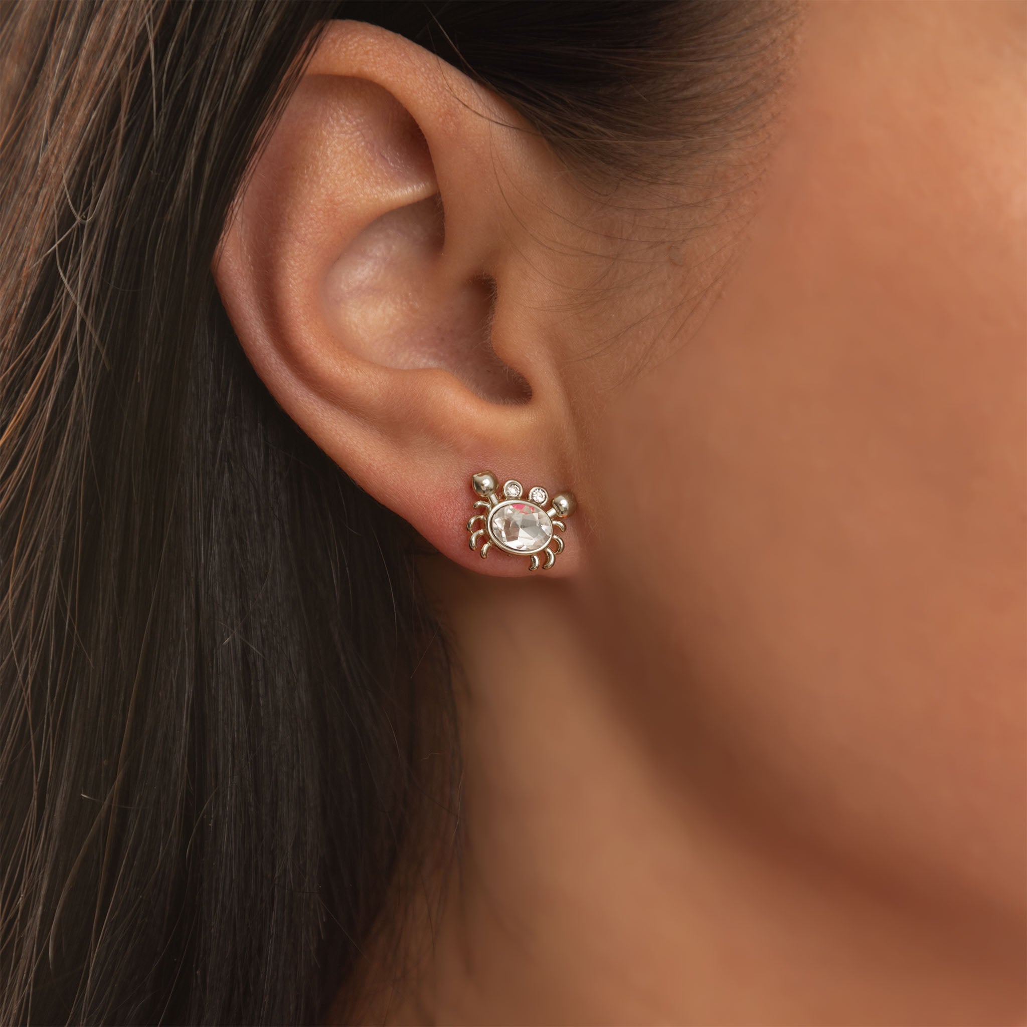 18K Gold PVD Stainless Steel Stone Crab Earrings