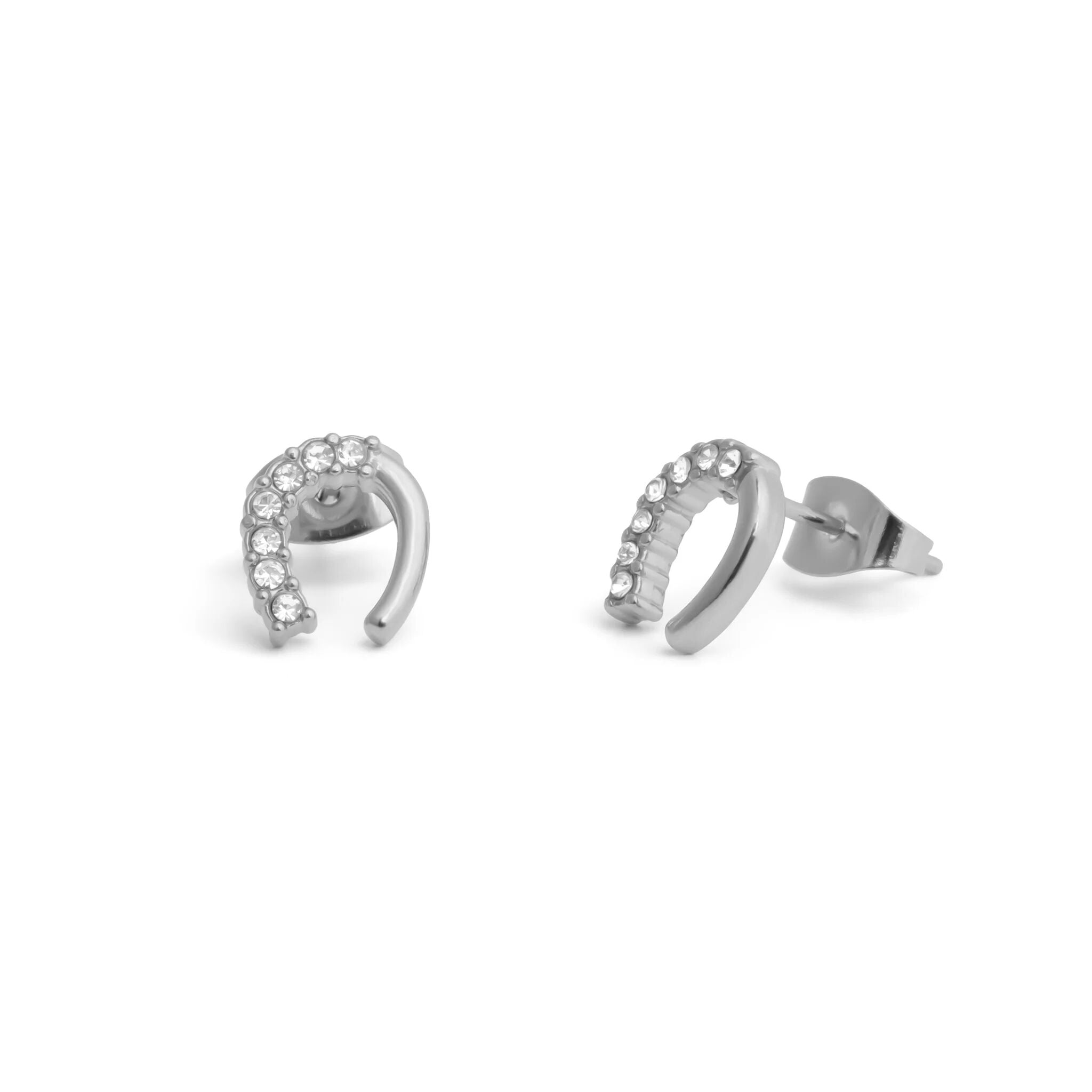 18K Gold PVD Stainless Steel Horse Shoe Stone Earrings