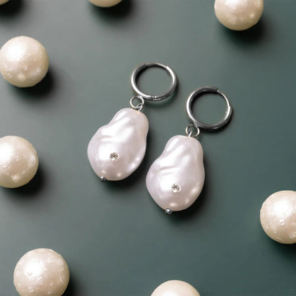 18K Gold PVD Stainless Steel Stone Freshwater Pearl Earring