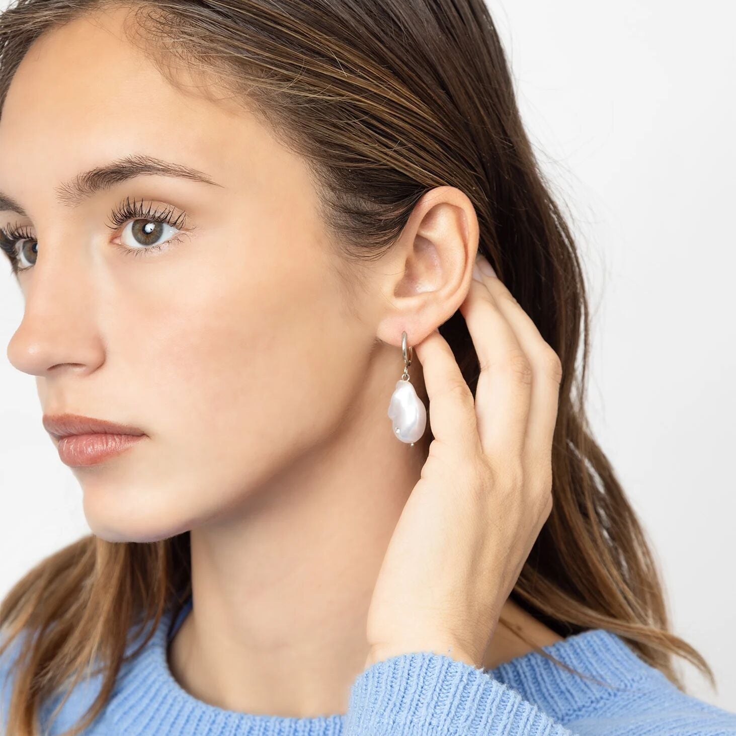 18K Gold PVD Stainless Steel Stone Freshwater Pearl Earring