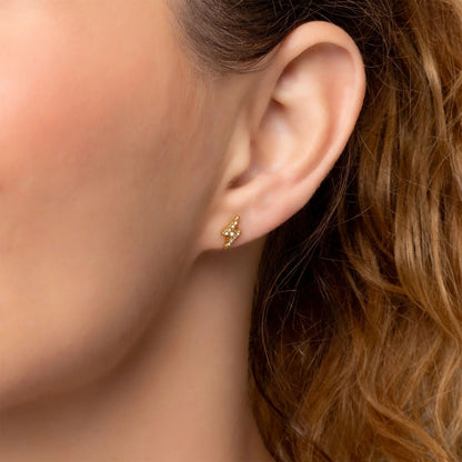 18K Gold PVD Stainless Steel Stone Lightning Bolt Stud Earrings