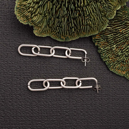 18K Gold PVD Stainless Steel Dangle Paperclip Stud Earrings