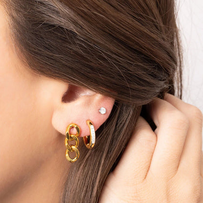 Stainless Steel Round CZ Stud Earrings