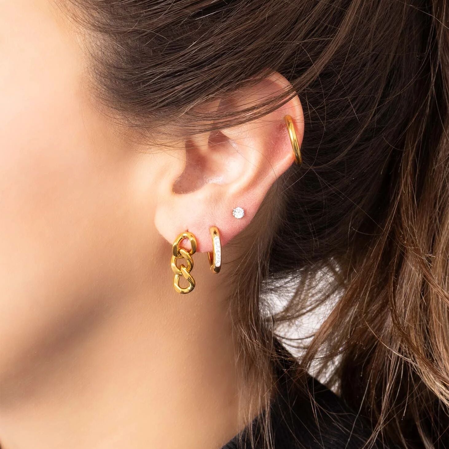 Stainless Steel Round CZ Stud Earrings