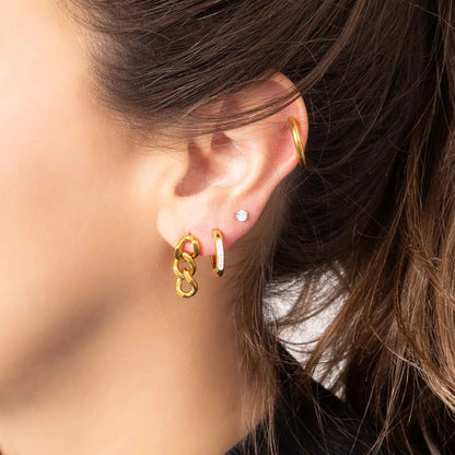 Stainless Steel Round CZ Stud Earrings
