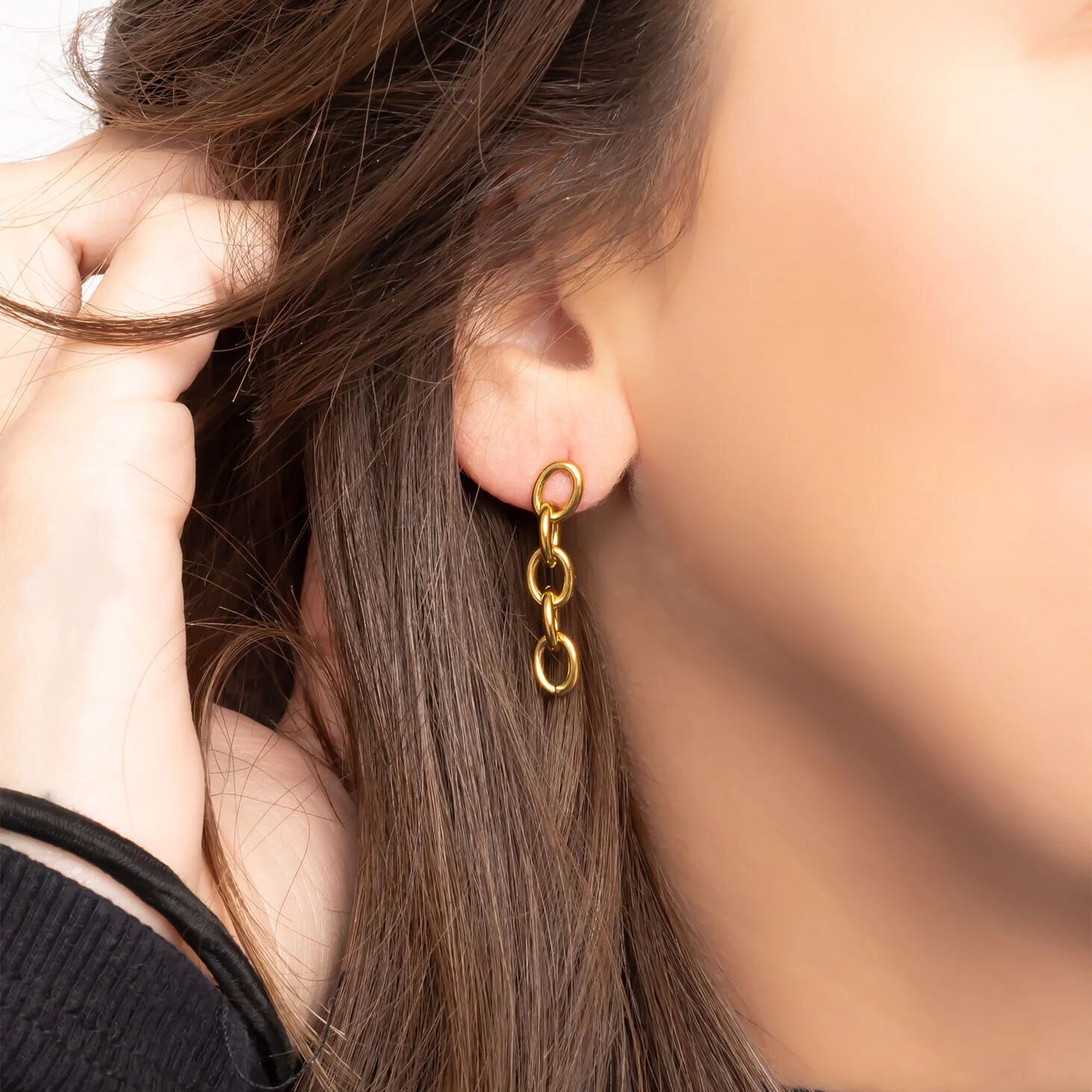18K Gold PVD Stainless Steel Loop Dangle Earring