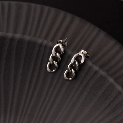 18K Gold PVD Stainless Steel Curb Chain Dangle Earrings