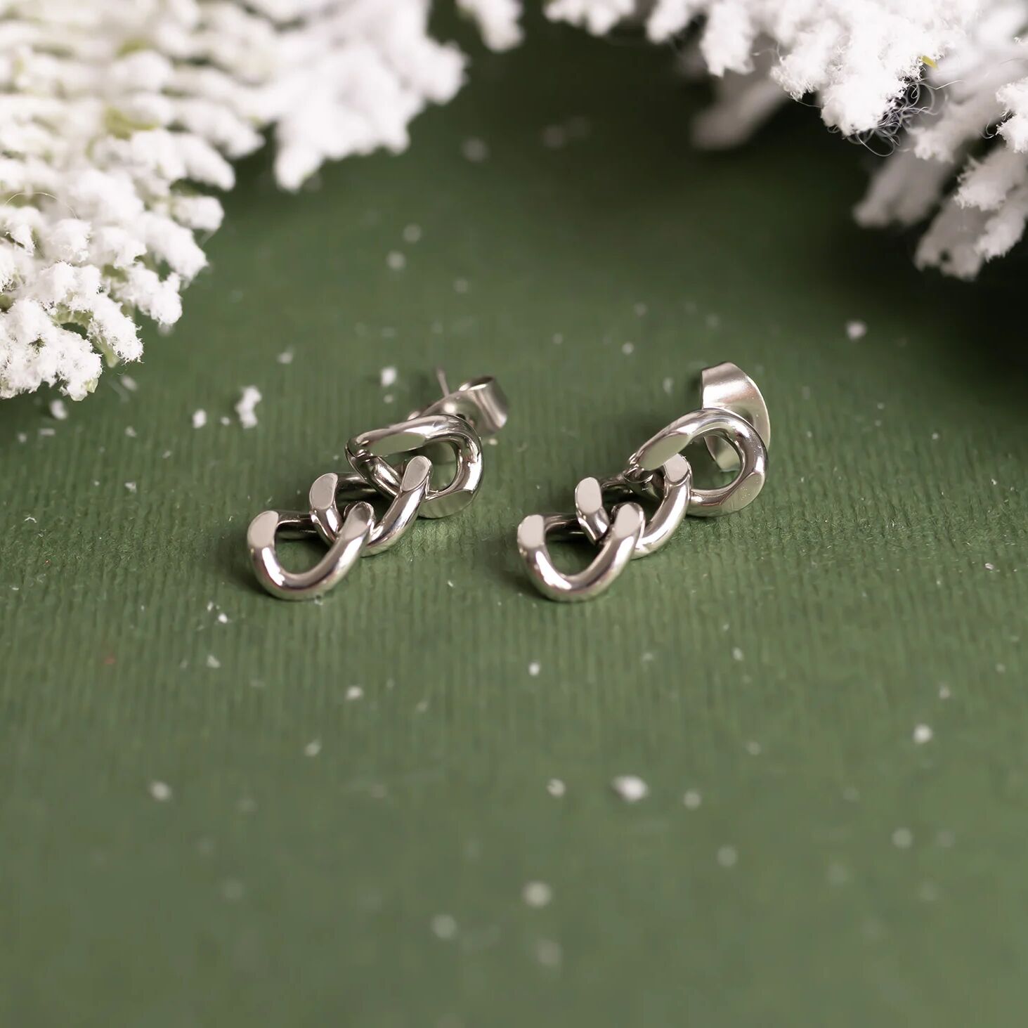 18K Gold PVD Stainless Steel Curb Chain Dangle Earrings