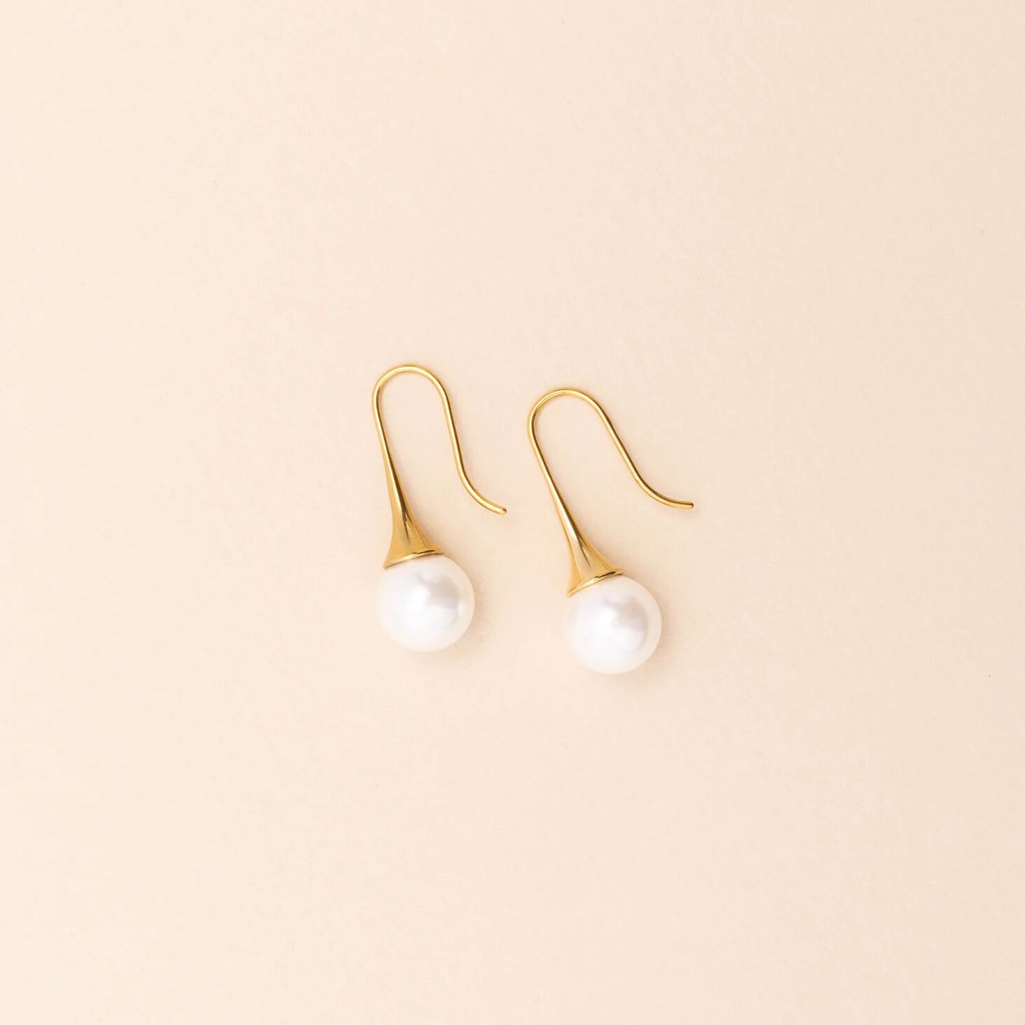 18K Gold PVD Stainless Steel Large Pearl Drop Earrings