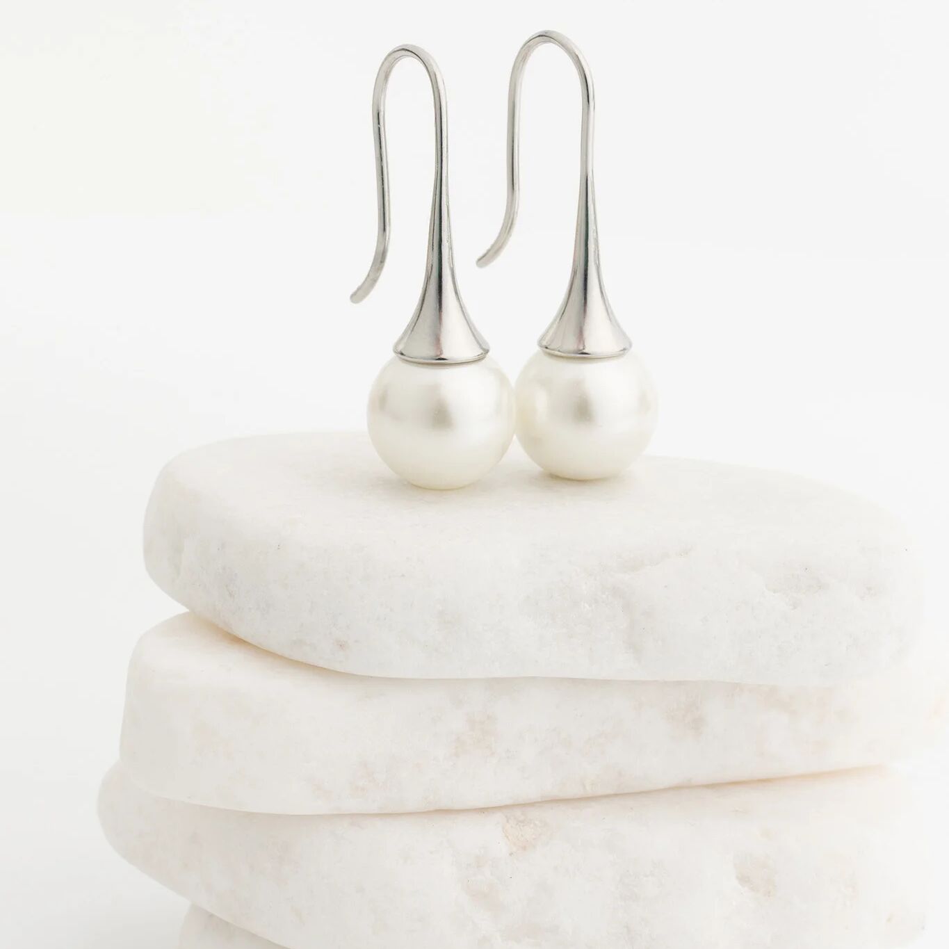 18K Gold PVD Stainless Steel Large Pearl Drop Earrings