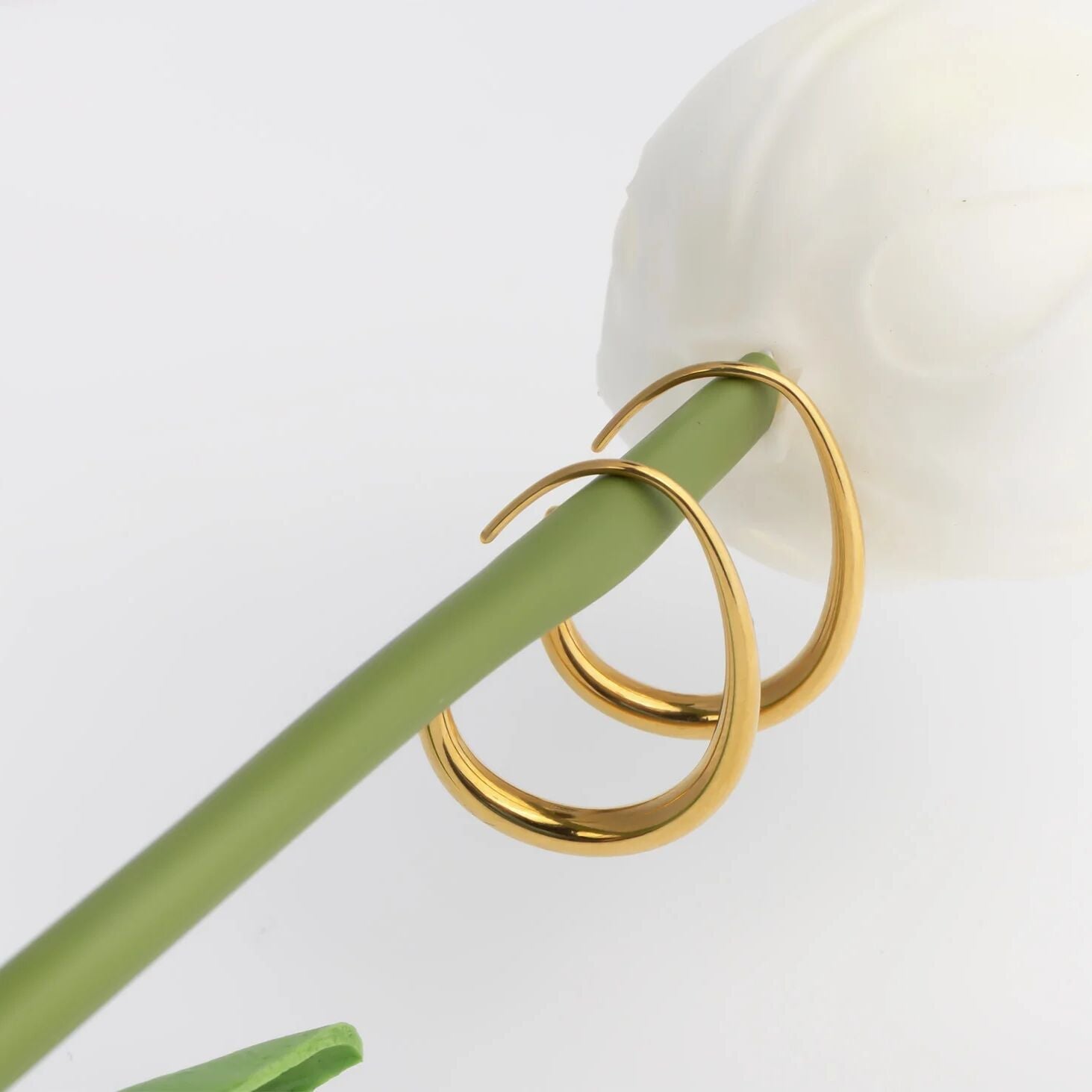 18K Gold PVD Stainless Steel Abstract Hoop Earrings