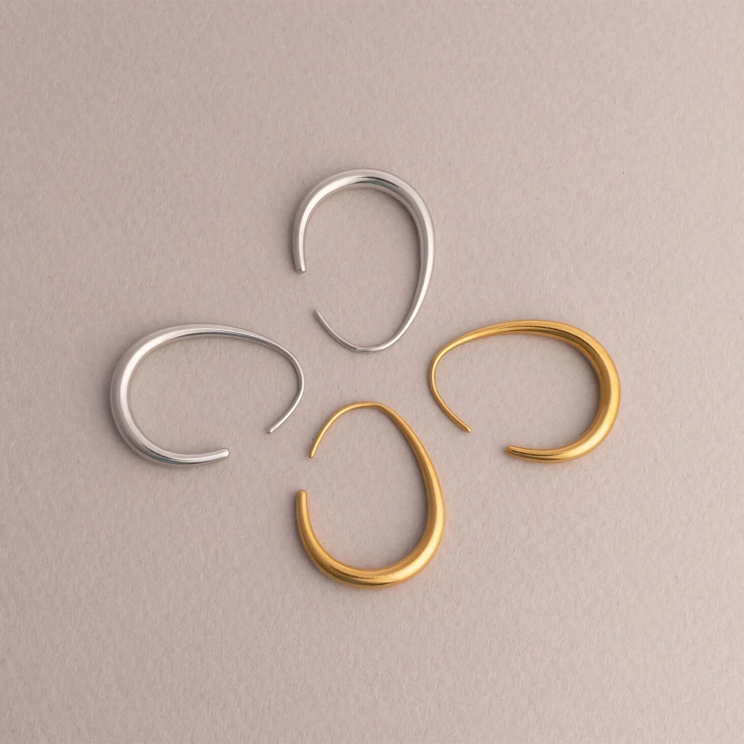 18K Gold PVD Stainless Steel Abstract Hoop Earrings