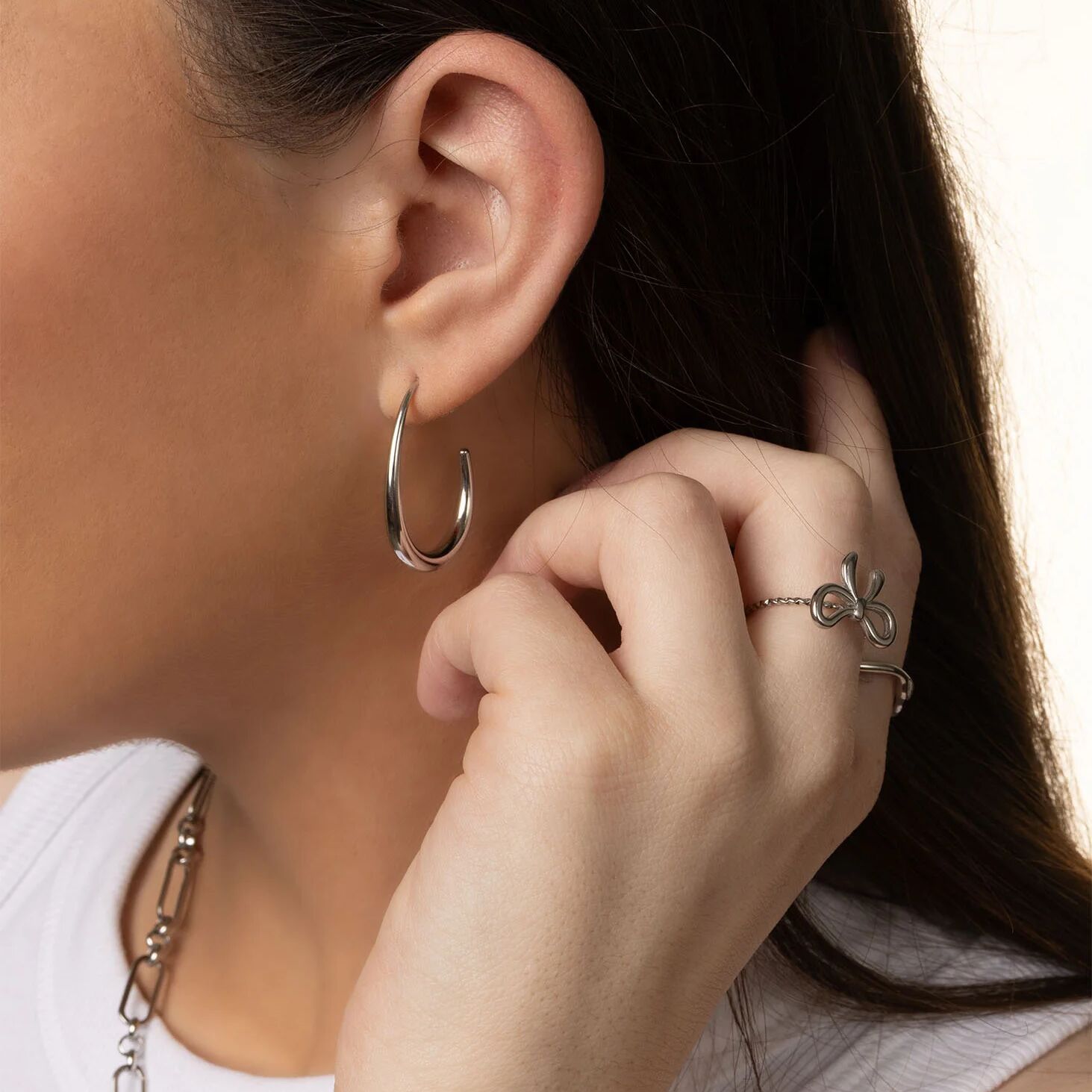 18K Gold PVD Stainless Steel Abstract Hoop Earrings