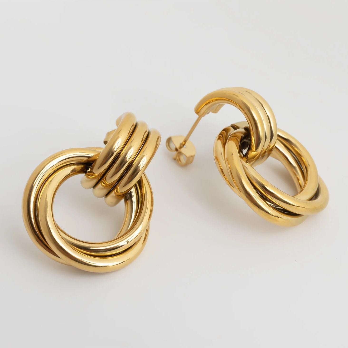 18K Gold PVD Stainless Steel Double Round Stud Earring