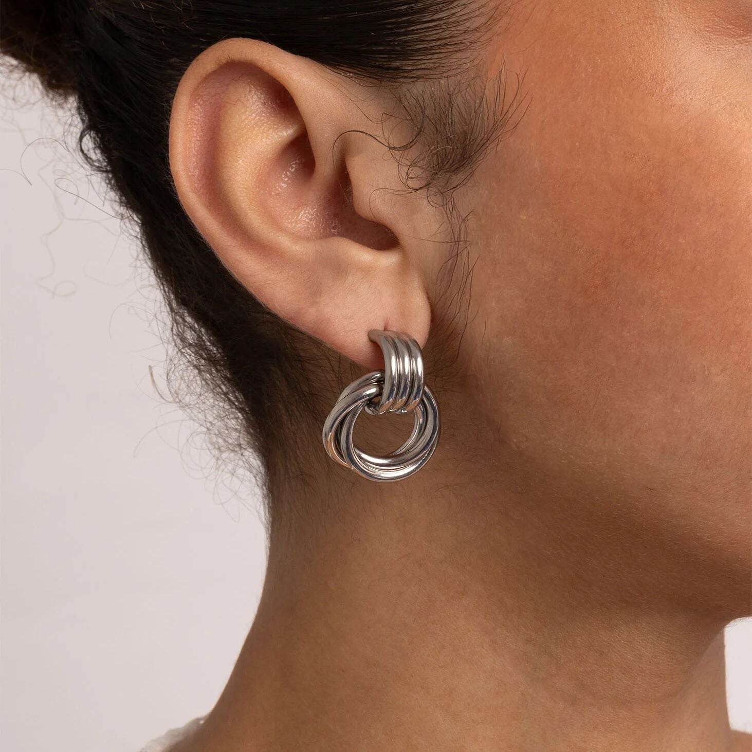 18K Gold PVD Stainless Steel Double Round Stud Earring