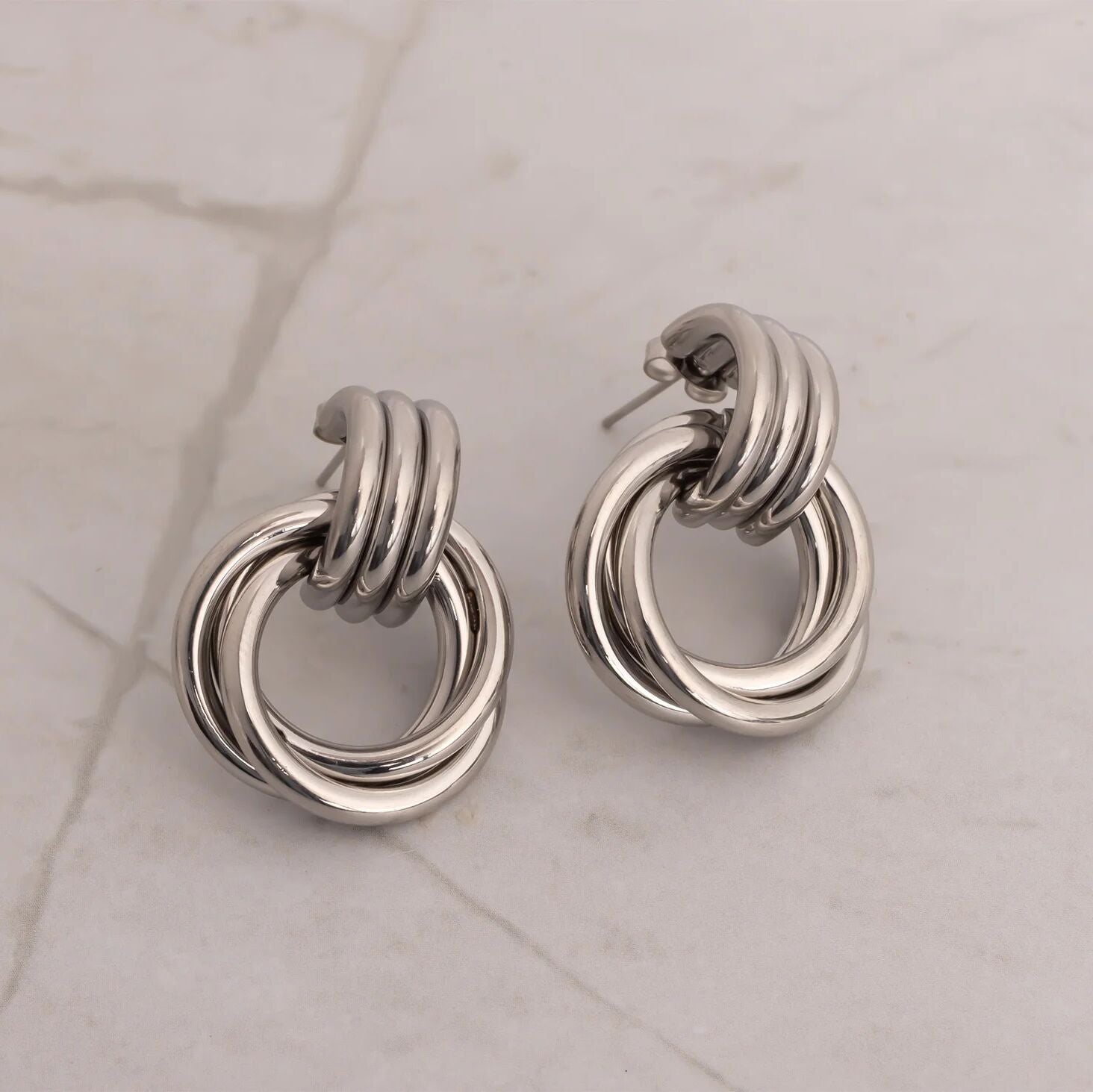 18K Gold PVD Stainless Steel Double Round Stud Earring