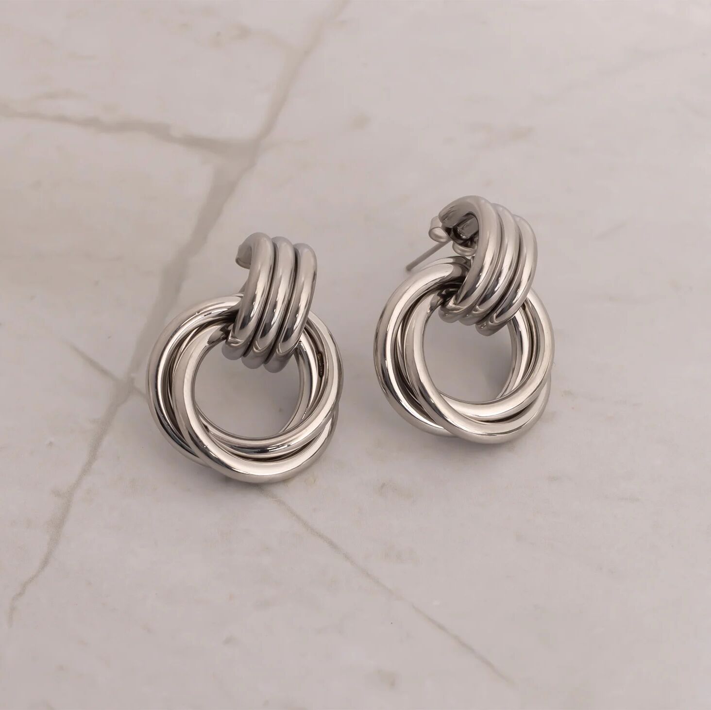 18K Gold PVD Stainless Steel Double Round Stud Earring
