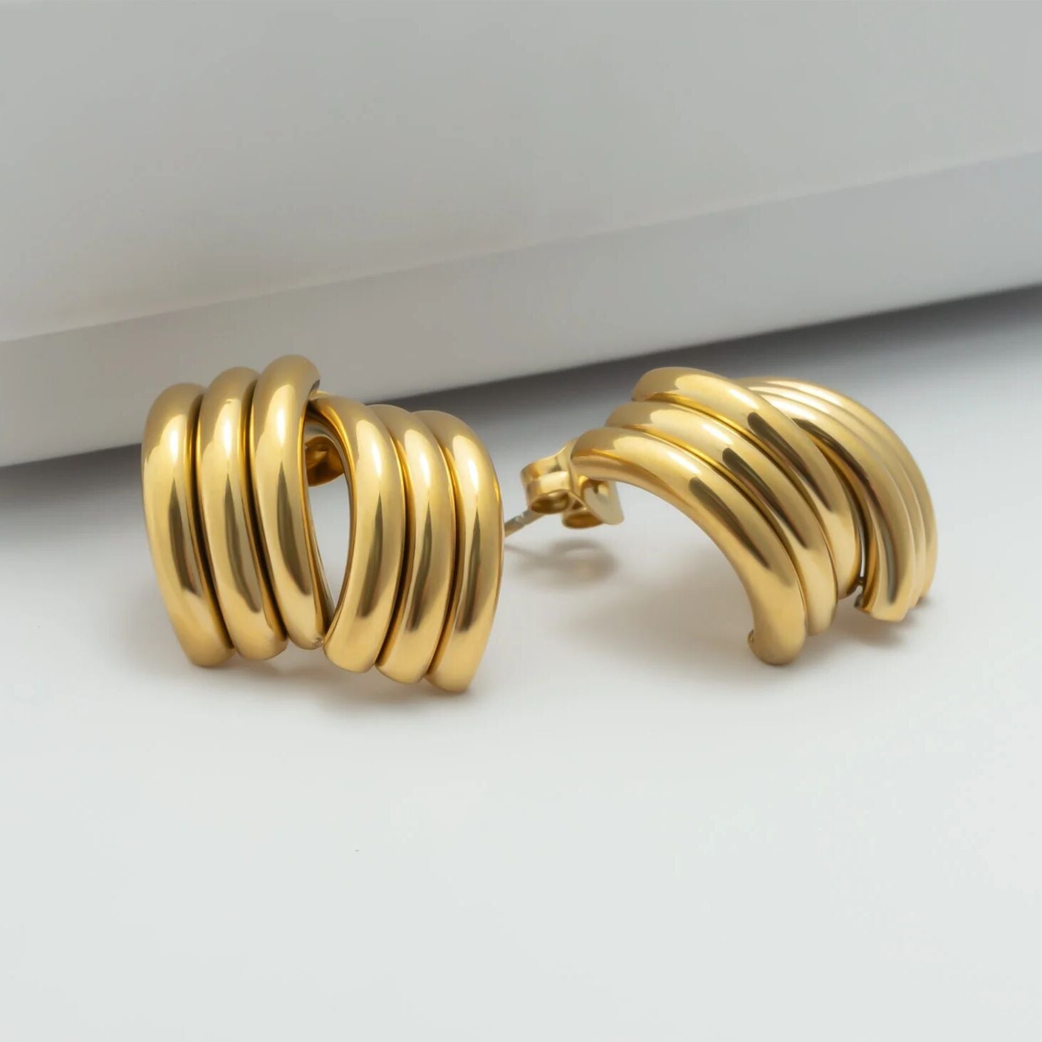 18K Gold PVD Stainless Steel Abstract Stud Earring