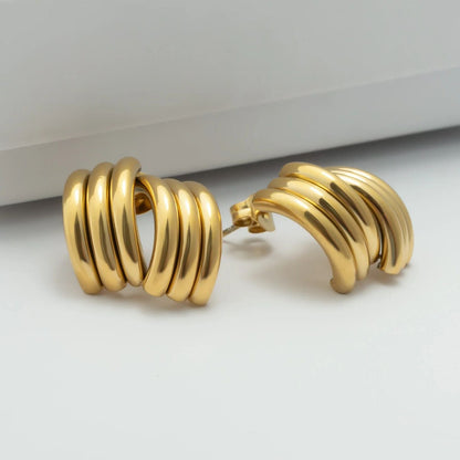 18K Gold PVD Stainless Steel Abstract Stud Earring