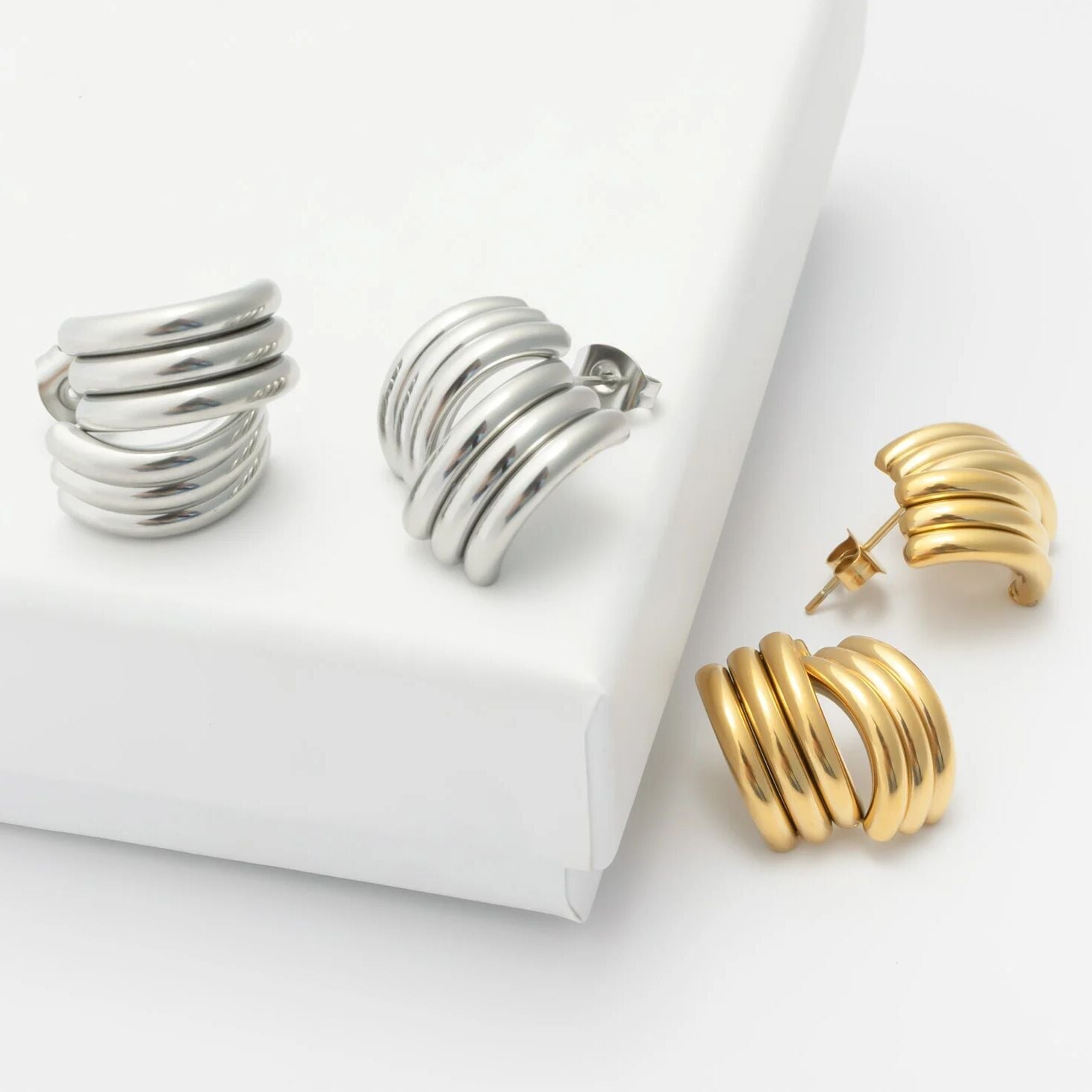 18K Gold PVD Stainless Steel Abstract Stud Earring