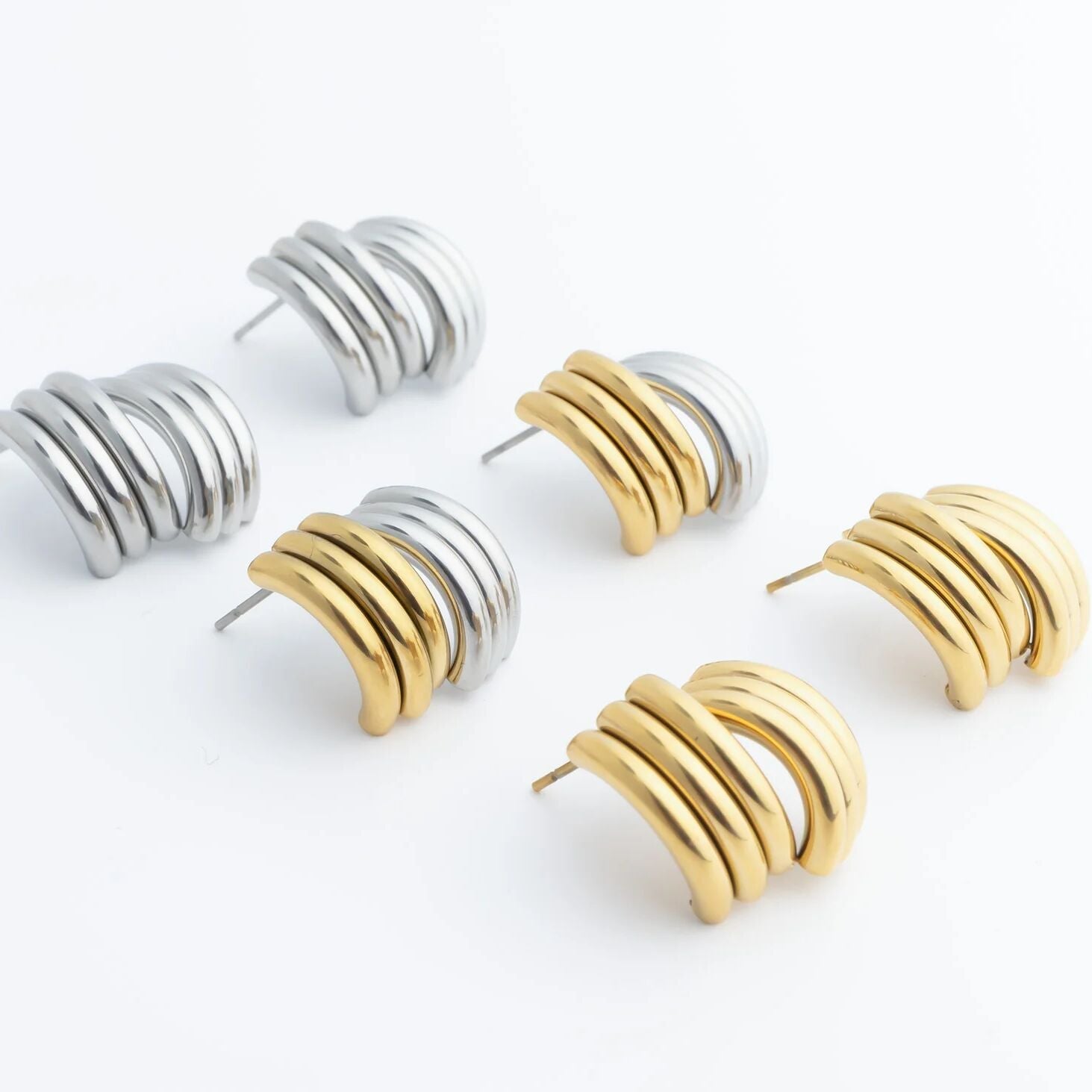 18K Gold PVD Stainless Steel Abstract Stud Earring