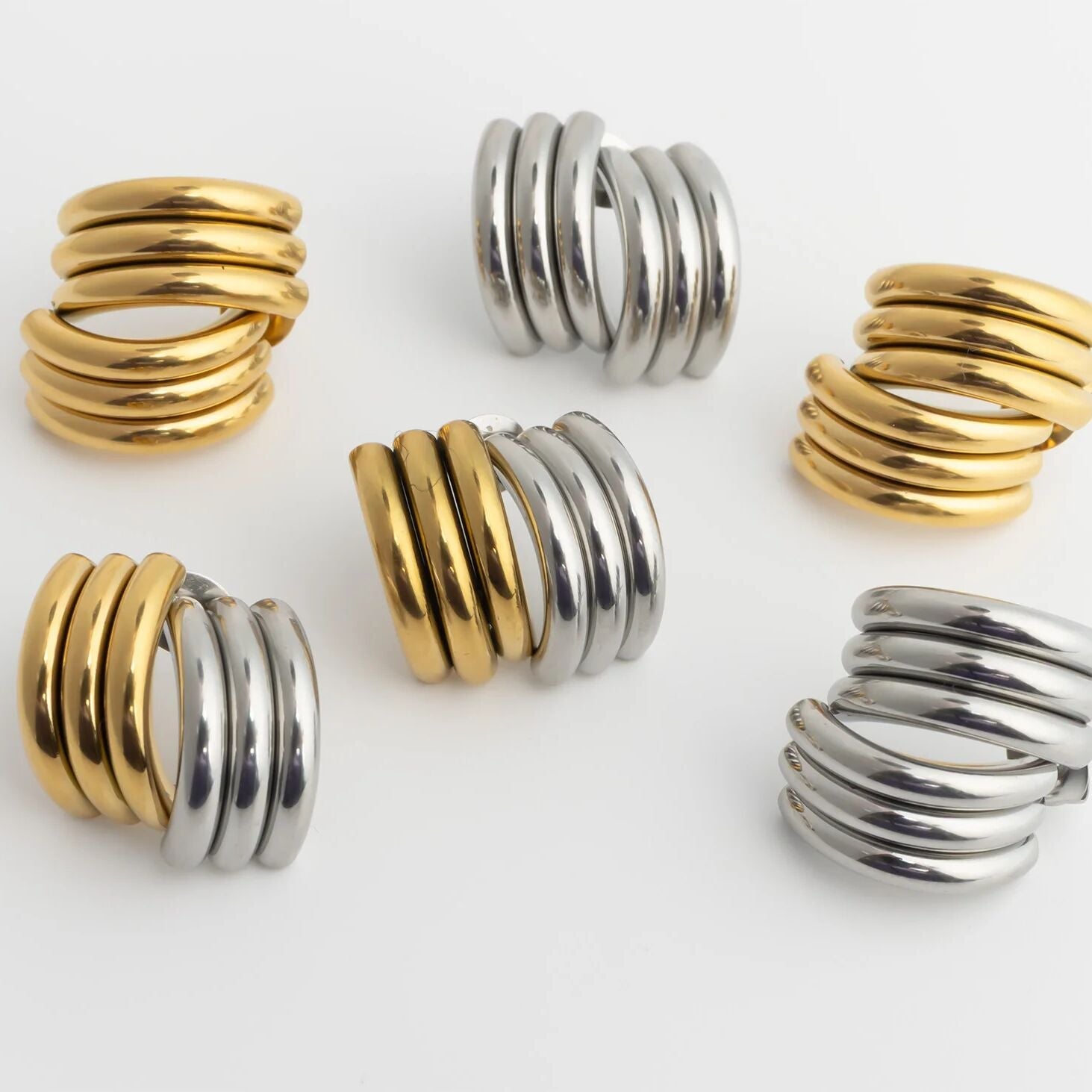 18K Gold PVD Stainless Steel Abstract Stud Earring