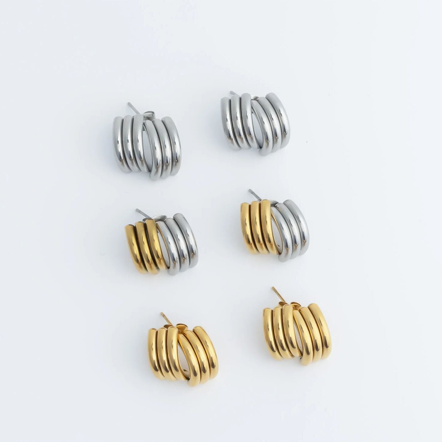 18K Gold PVD Stainless Steel Abstract Stud Earring