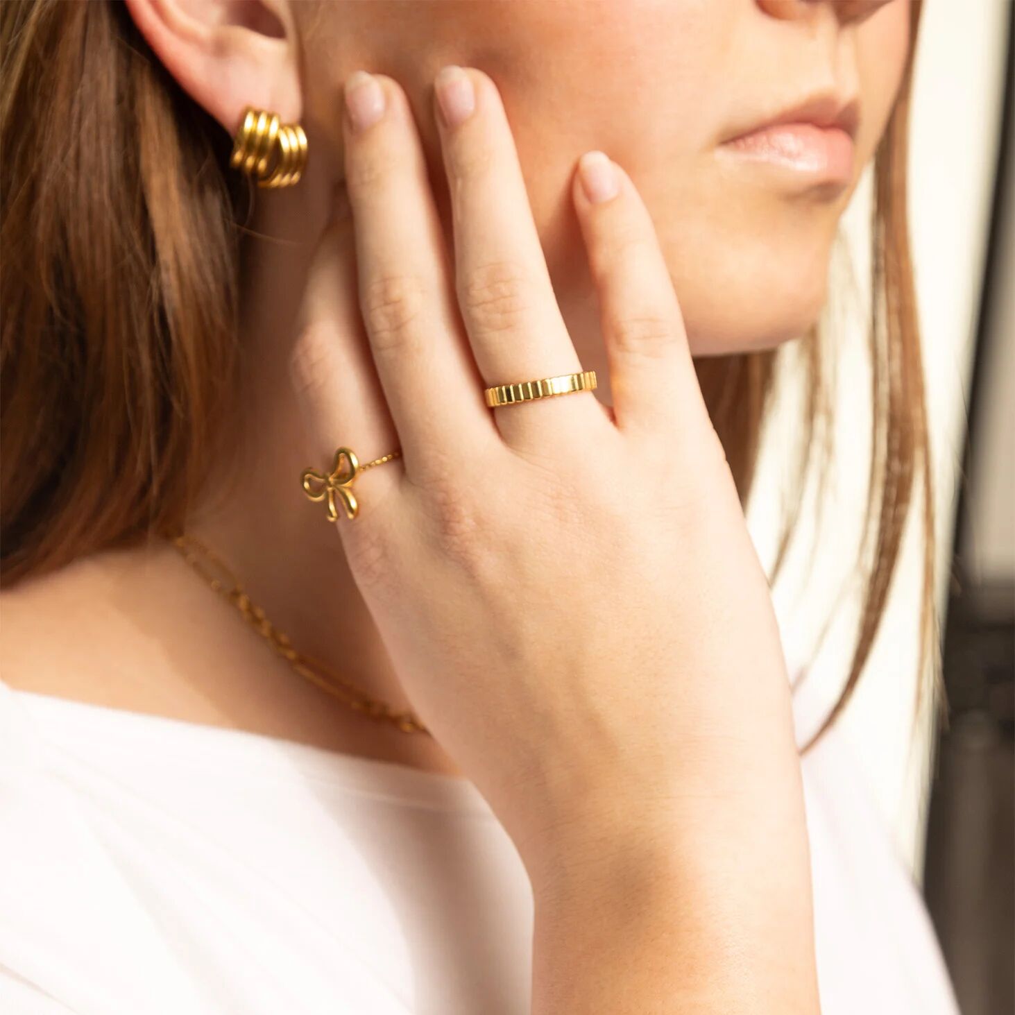 18K Gold PVD Stainless Steel Abstract Stud Earring