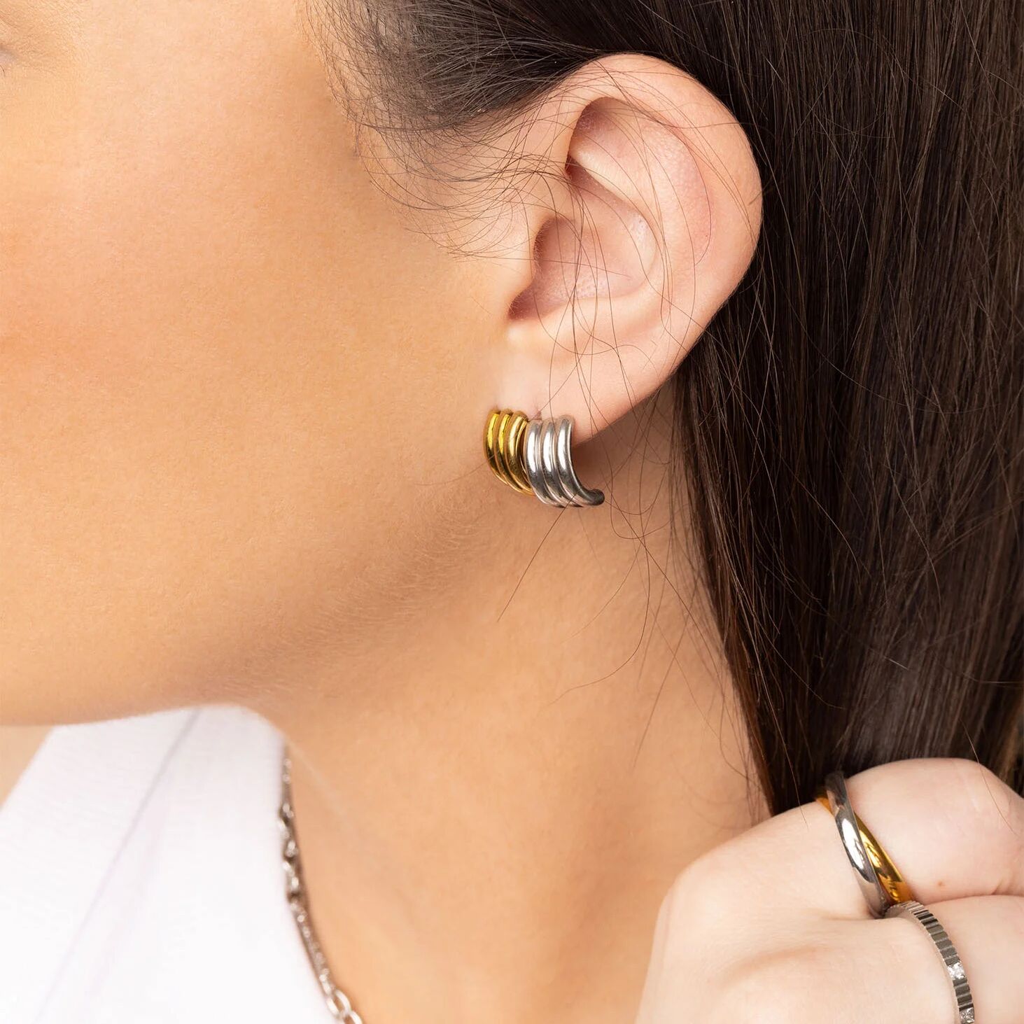18K Gold PVD Stainless Steel Abstract Stud Earring