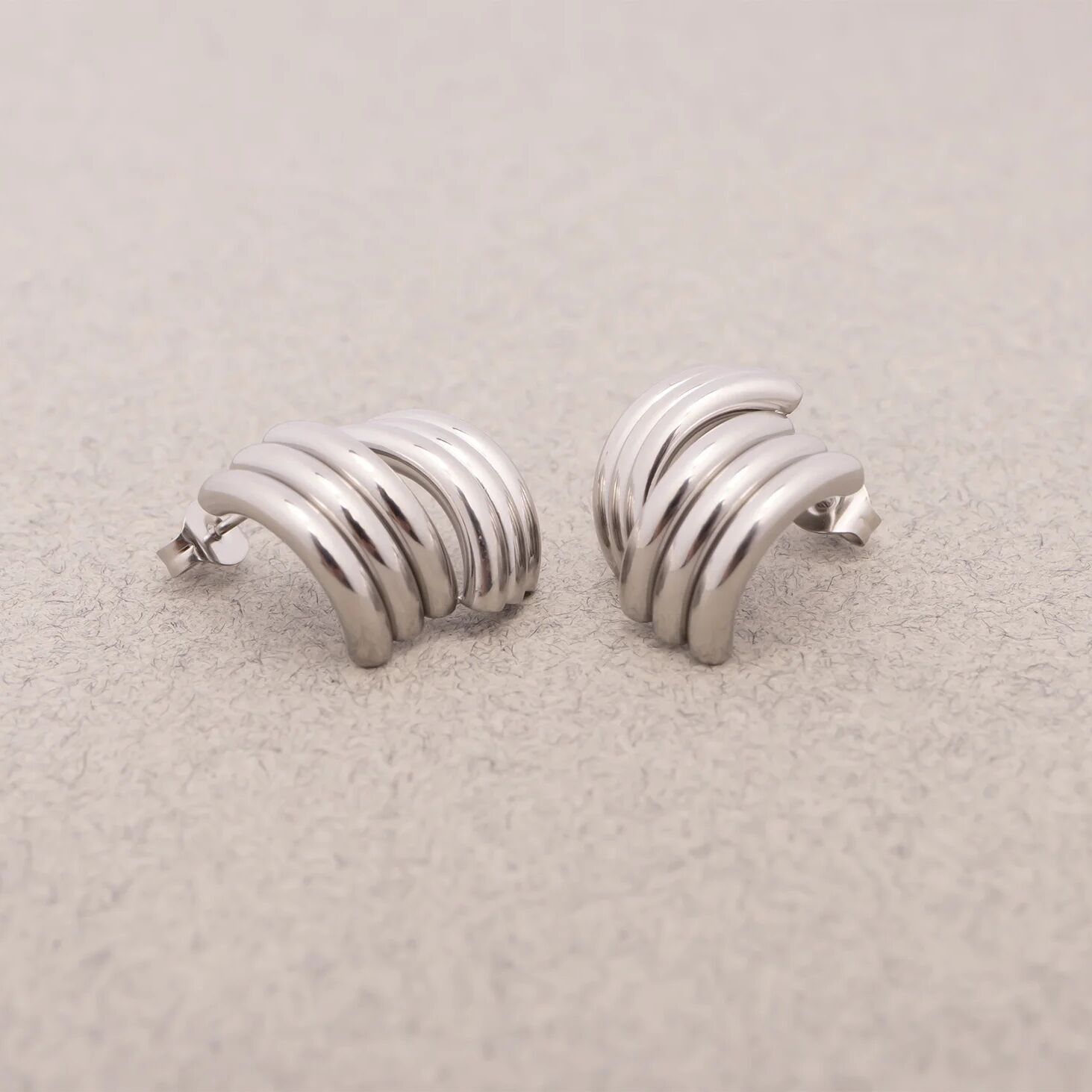 18K Gold PVD Stainless Steel Abstract Stud Earring