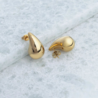 18K Gold PVD Stainless Steel Tear Drop Stud Earrings