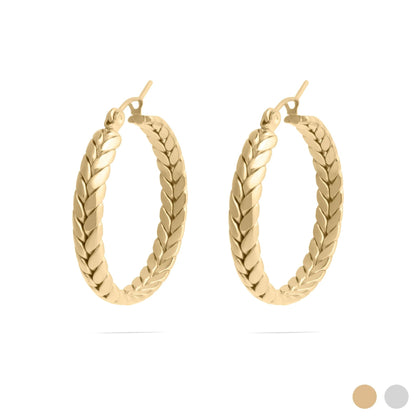 Gold Braided Hoop Earrings on a white background