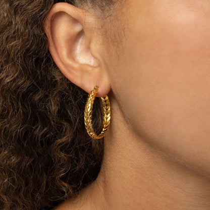 18K Gold PVD Stainless Steel Braided Hoop Earrings