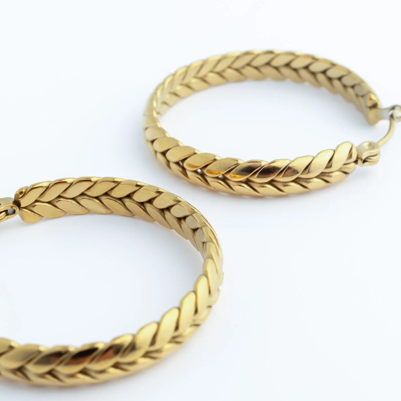 18K Gold PVD Stainless Steel Braided Hoop Earrings
