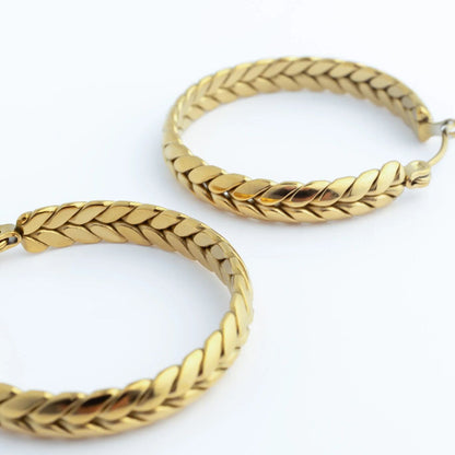 18K Gold PVD Stainless Steel Braided Hoop Earrings