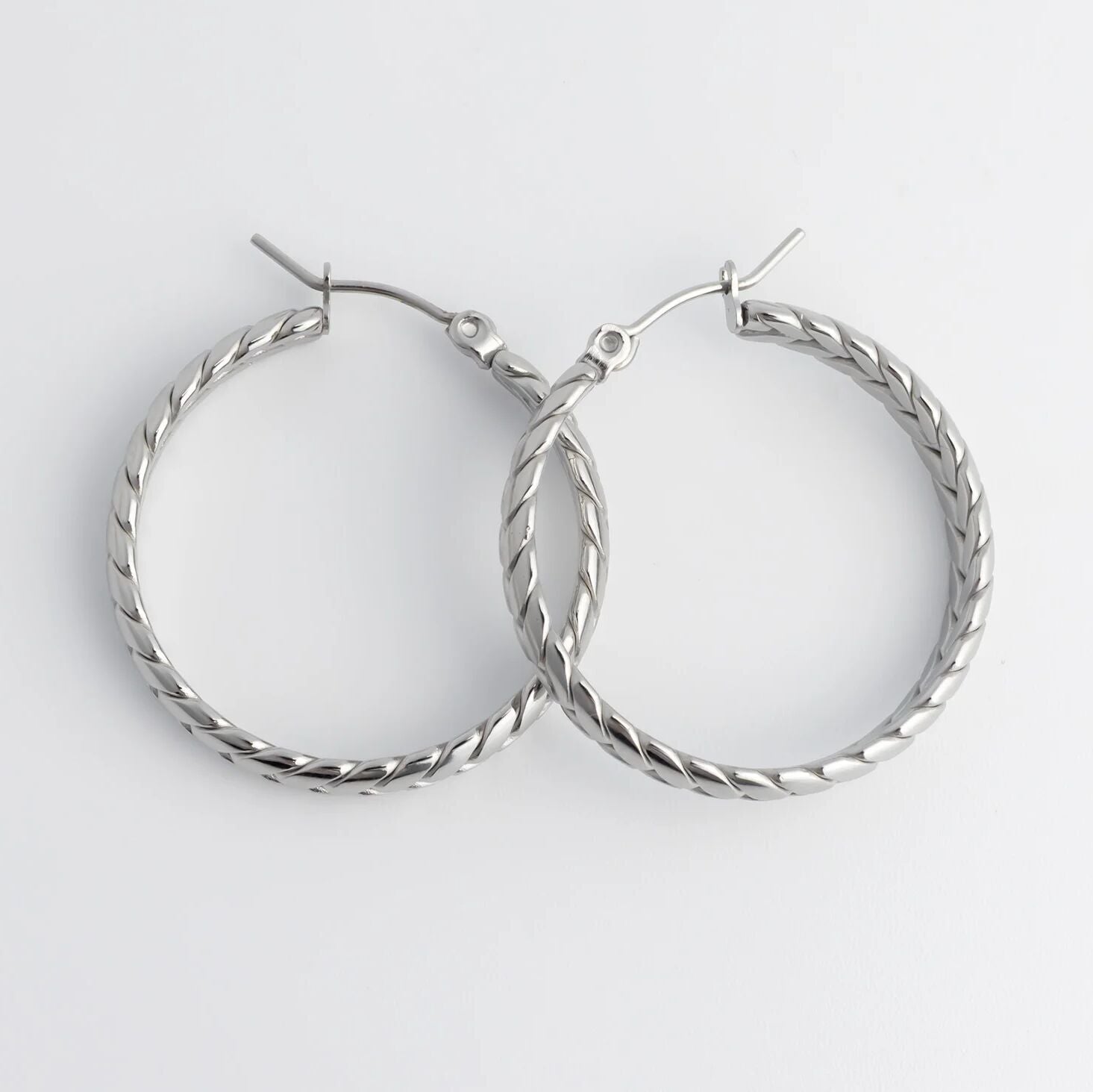 18K Gold PVD Stainless Steel Braided Hoop Earrings
