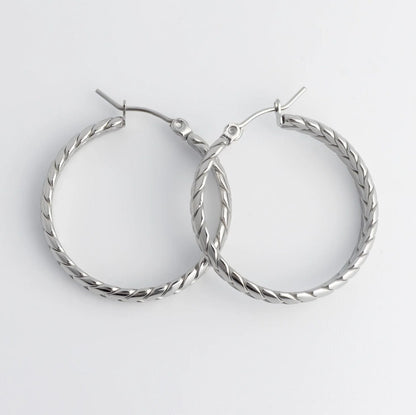 18K Gold PVD Stainless Steel Braided Hoop Earrings