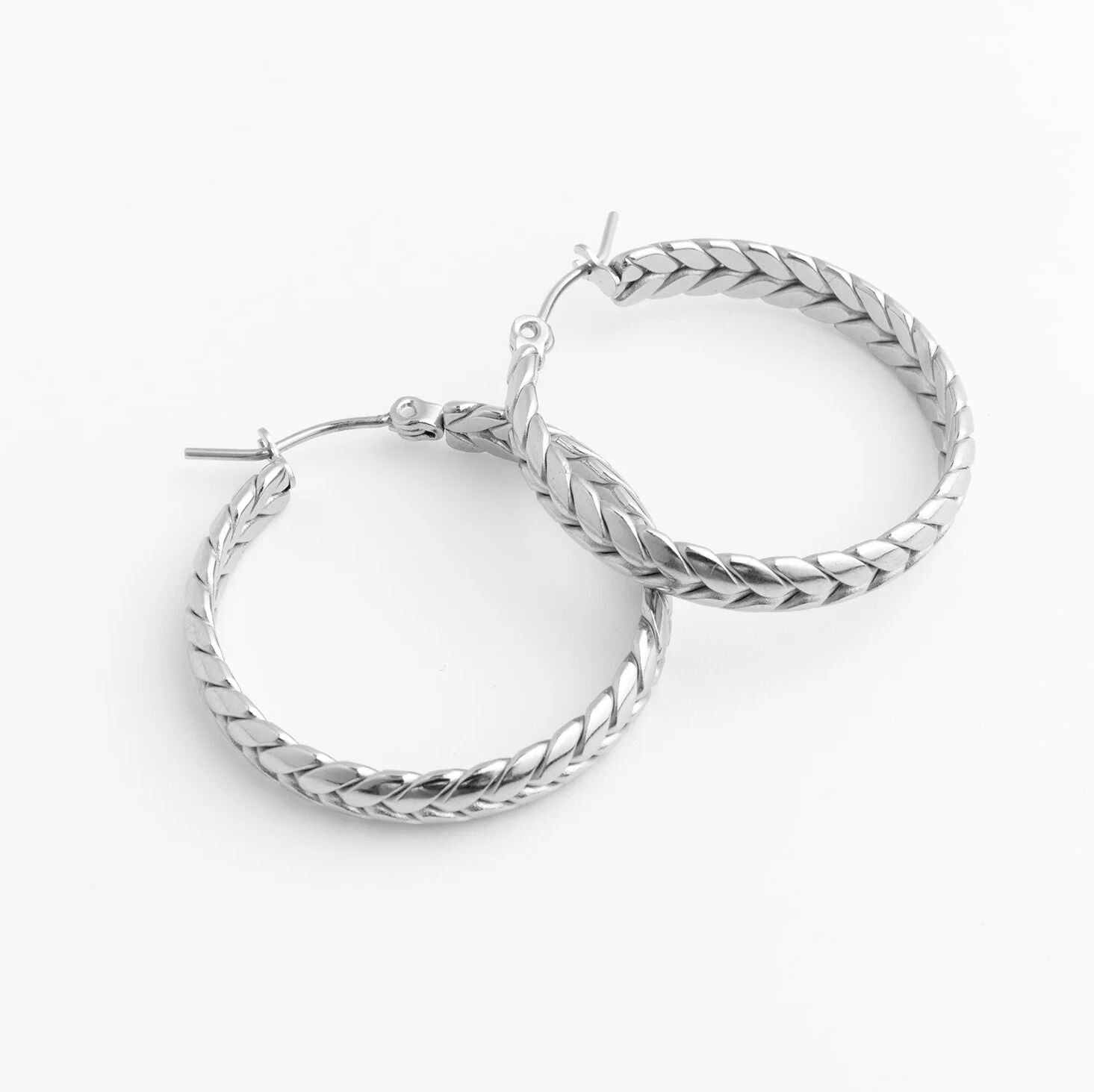 18K Gold PVD Stainless Steel Braided Hoop Earrings