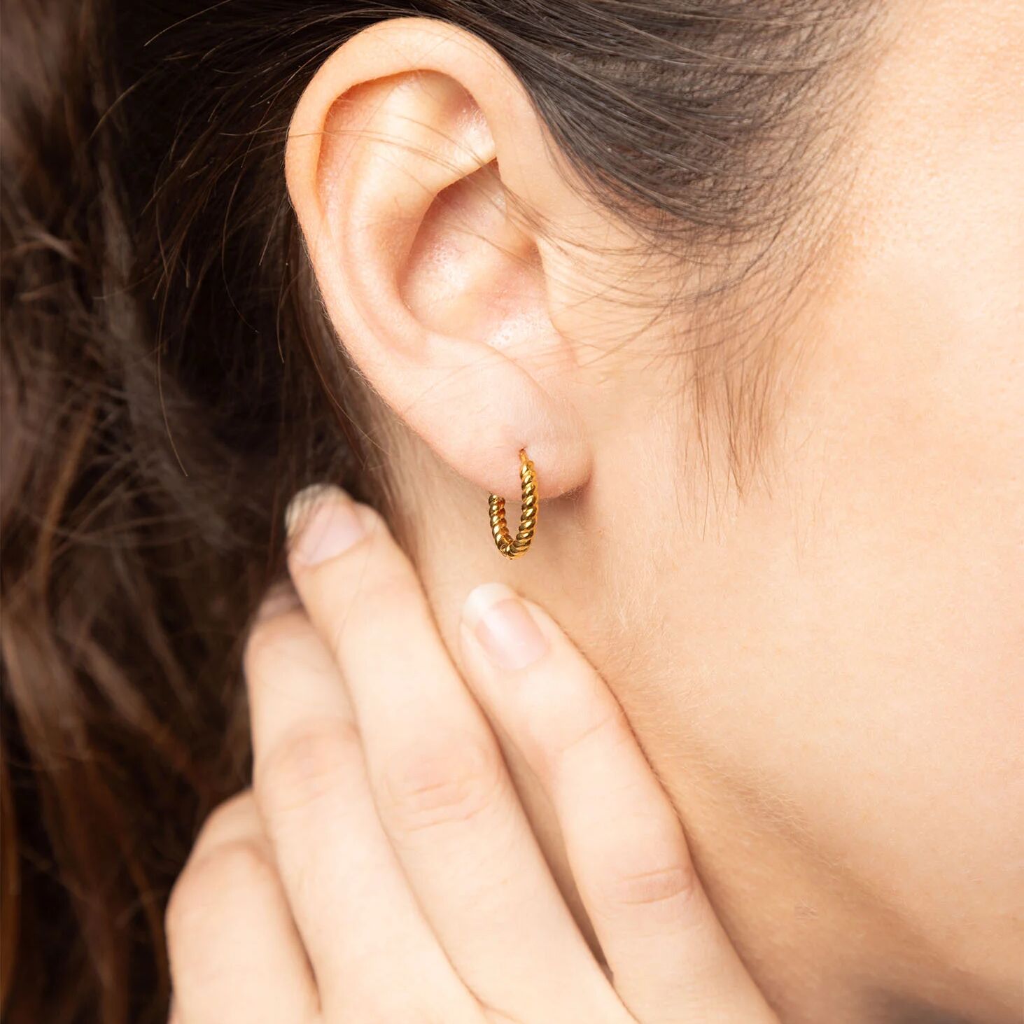 18K Gold PVD Stainless Steel Twisted Hoop Earrings