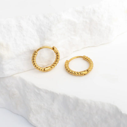 18K Gold PVD Stainless Steel Twisted Hoop Earrings