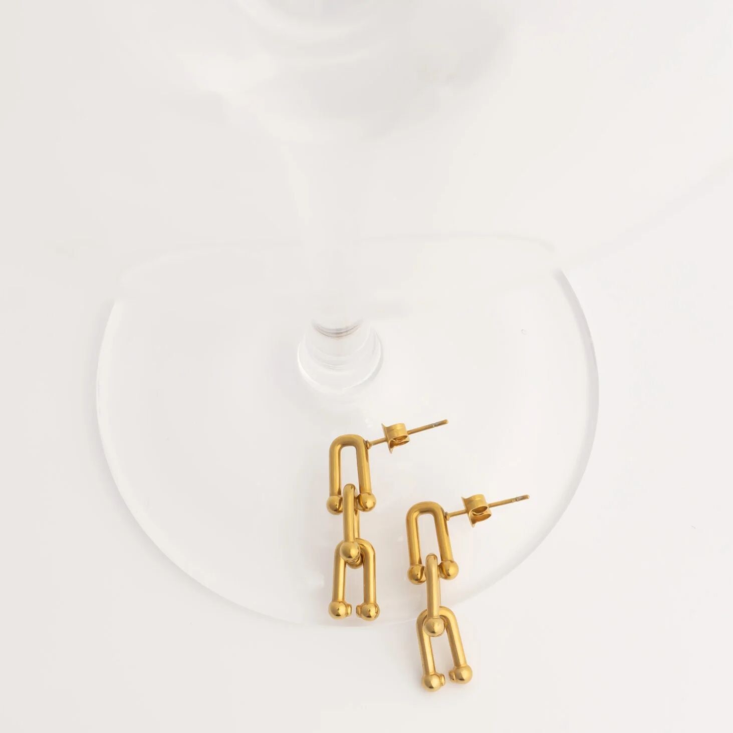18K Gold PVD Stainless Steel Thin Ulock Chain Earrings